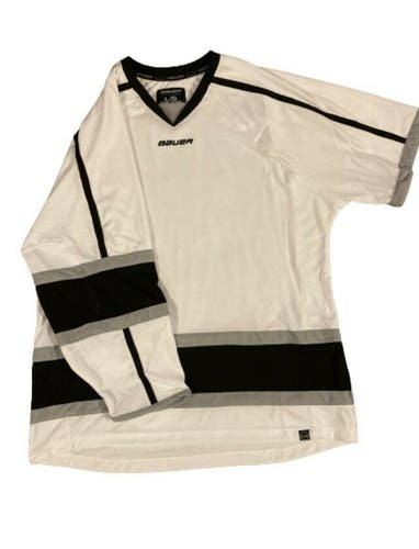 NWT Bauer 900 Series Senior Hockey Jersey White Black Silver Size X-Large