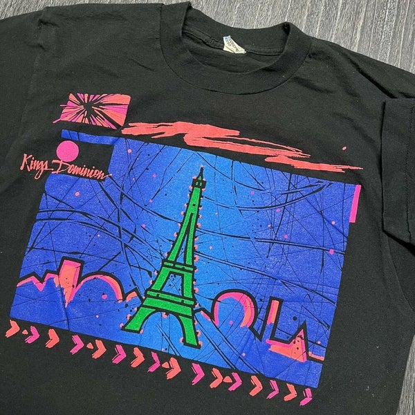 Kings Dominion T Shirt Men Medium Black Amusement Park Test Print Vintage 1/1