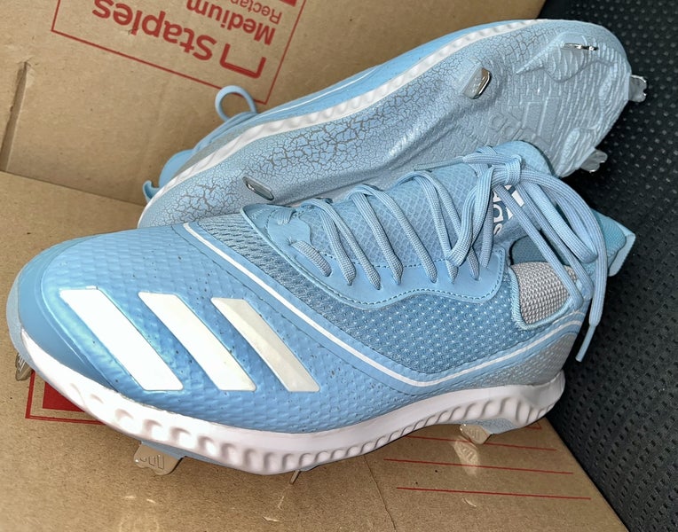 Men’s Adidas Icon Bounce Metal Baseball Cleats Sky Blue Grey Cement Size 10.0 Brand New