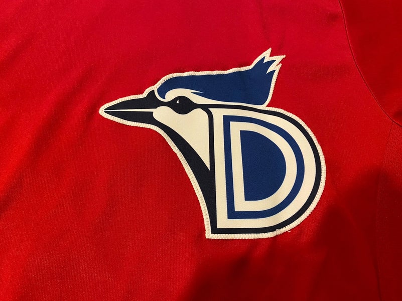 MiLB Dunedin Blue Jays #28 Canada Day Red Game Used / Worn Rawlings  Baseball Jersey