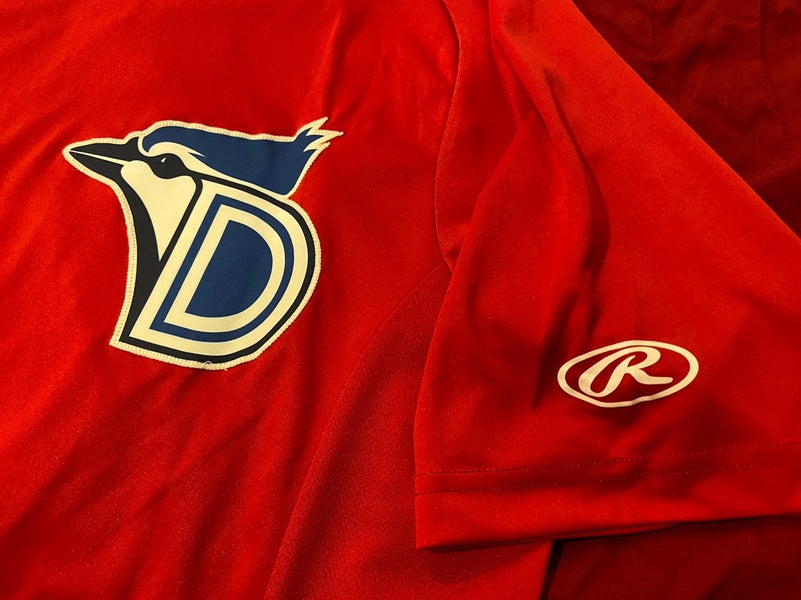 MiLB Dunedin Blue Jays #28 Canada Day Red Game Used / Worn Rawlings Baseball  Jersey