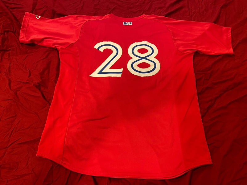MiLB Dunedin Blue Jays #28 Canada Day Red Game Used / Worn Rawlings  Baseball Jersey