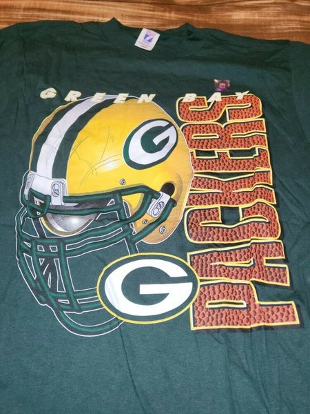 Vintage Green Bay Packers NFL Sports Football Helmet T Shirt Size XL