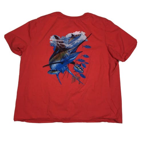 Guy Harvey Original Marlin Fishing Nature Red T-Shirt Men's XXL