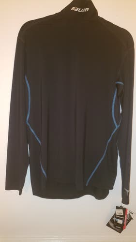 New - Bauer Base layer Hockey Shirt w/integrated Kevlar neck guard - Men's Large