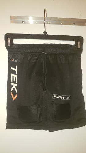 New - Powertek Mesh Black Hockey Shorts with Velcro Tabs for socks and Cup - Jr - Small