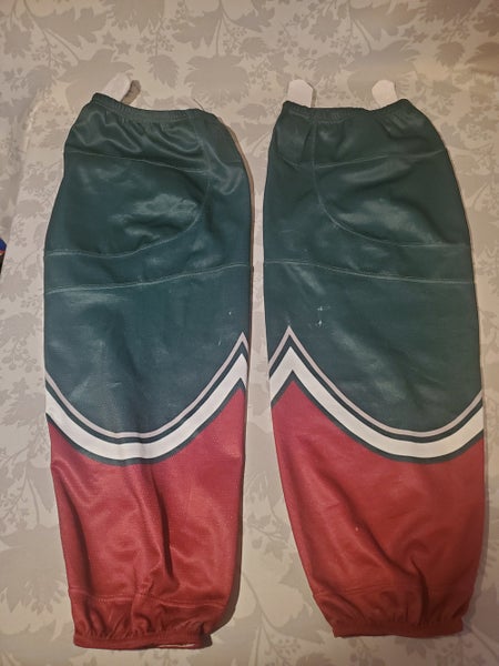 Senior 2 pairs Poly Hockey Socks Green/Burgundy/White Combinations 30"
