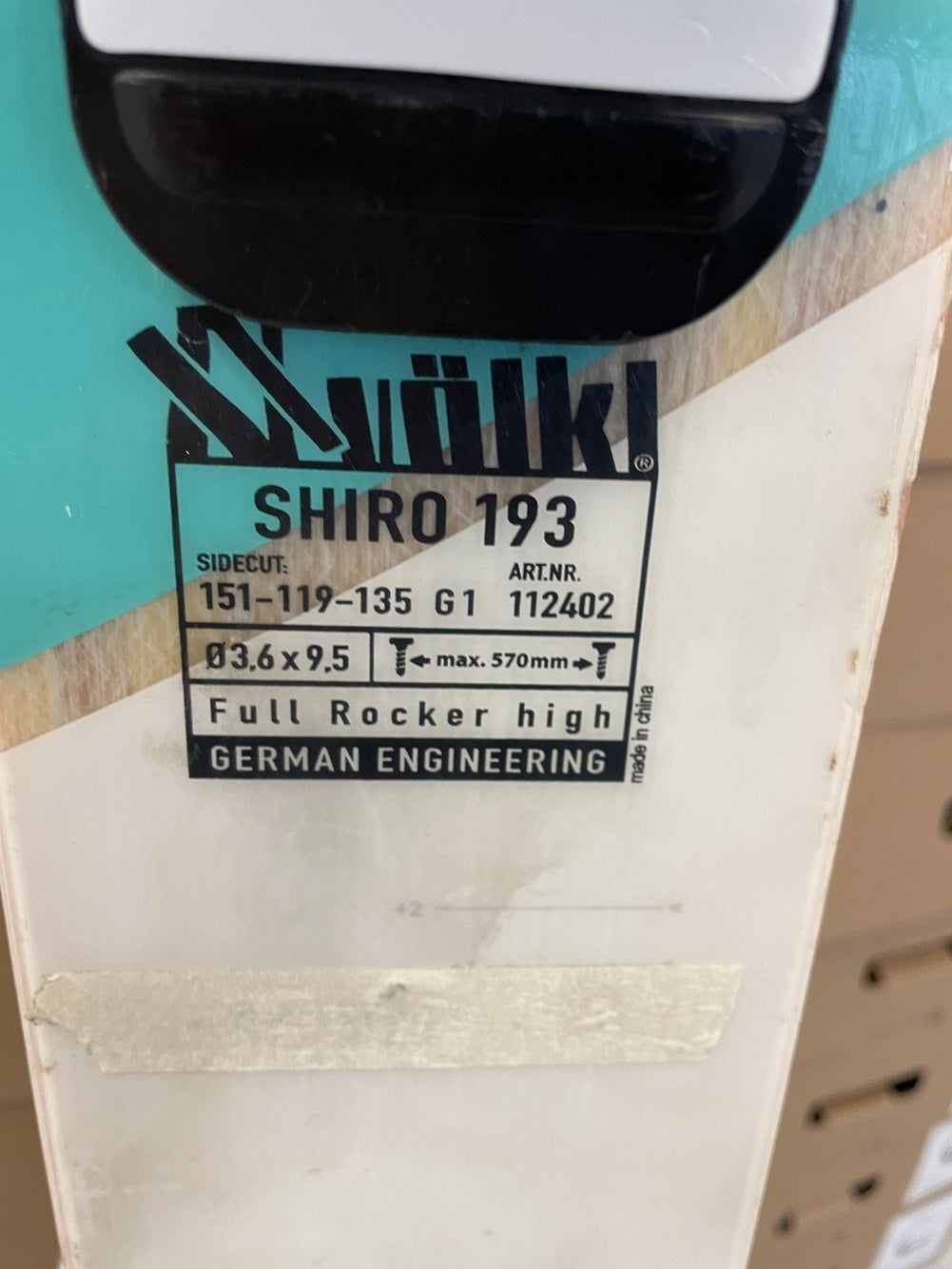 Volkl SHIRO 193cm 2015モデル スキー板のみ ビンディング穴あり 
