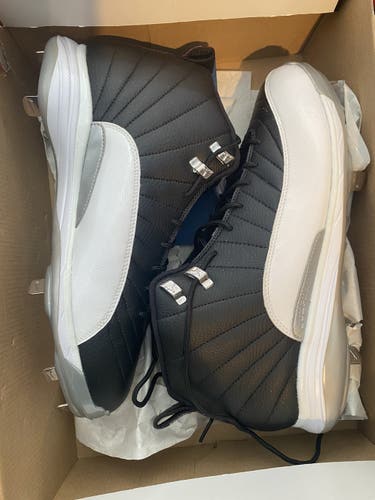 Black Men's Metal Air Jordan 12 Baseball Cleats