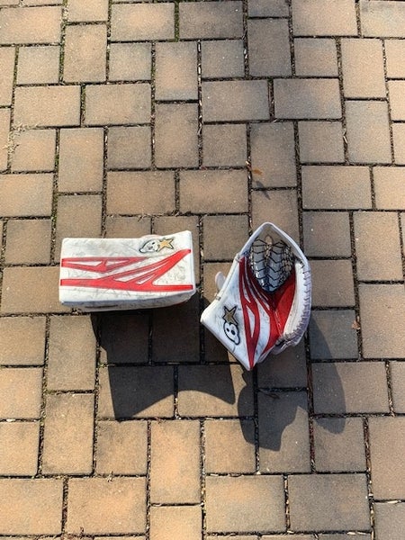 Red Used Brian's G-Netik 8.0 Senior Goalie Catch Glove and Blocker