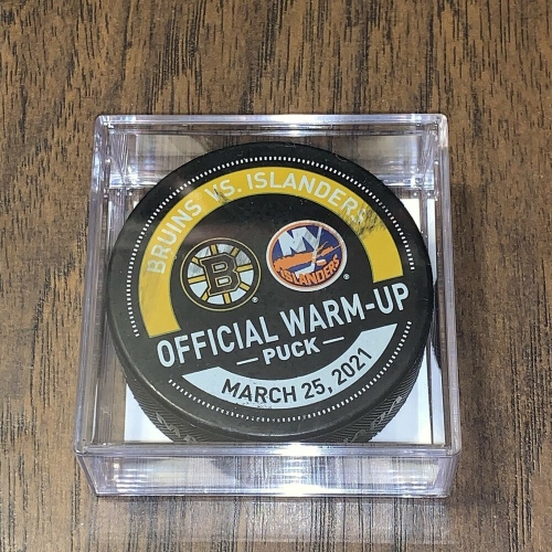 Boston Bruins vs New York Islanders March 25, 2021 Warm-Up Game Used Puck