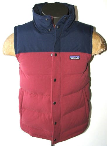 Patagonia Bivy Men's Oxblood Navy Duck Down Vest Jacket ~Size S Small~ LIKE-NU!!