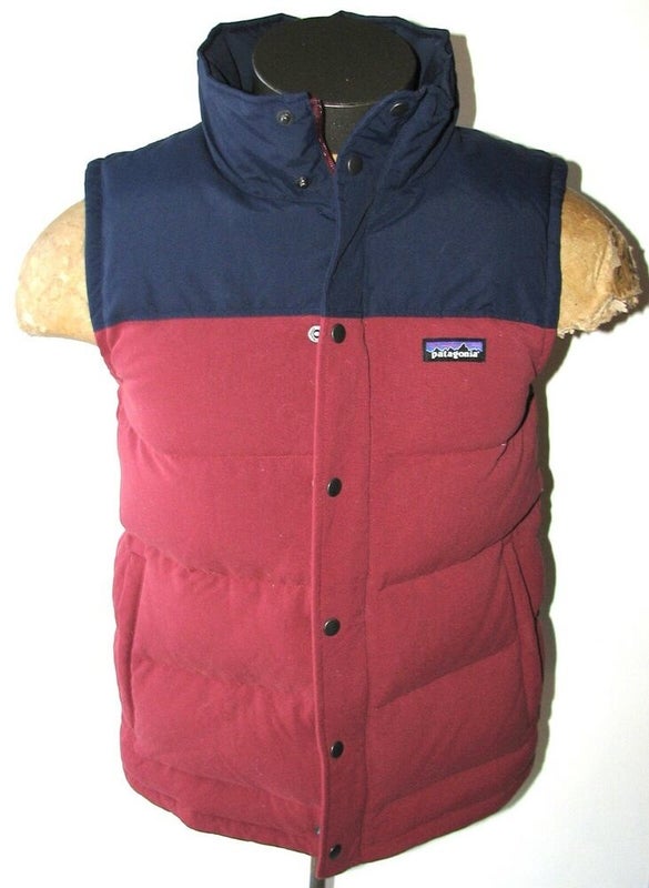 Patagonia Bivy Men's Oxblood Navy Duck Down Vest Jacket ~Size S Small~ LIKE-NU!!