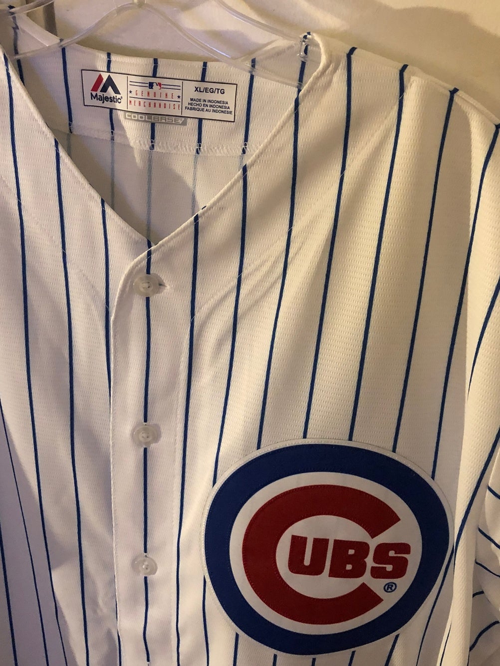 Majestic Chicago Cubs Cool Base Pinstripe Tackle Twill Baseball Jersey  (XX-Large) : Sports & Outdoors 