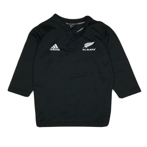 Adidas All Blacks Rugby Polo Shirt 3/4 Length Sleeve Black/White Sz 16 / Small