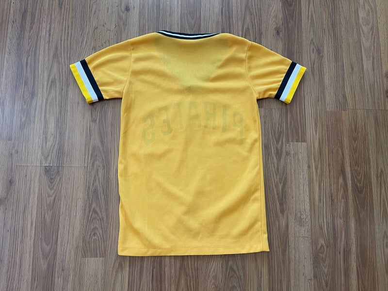 Vintage Pittsburgh Pirates Shirt Kids Boys Extra Large Yellow Short Sleeve  80s