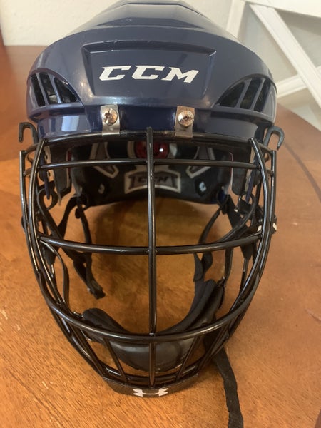 Barely Used Box Lacrosse helmet - Size Adult Medium - CCM FL80 with Under Armour facemask/ cage
