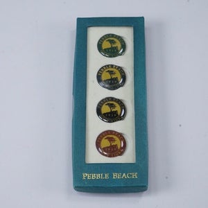 PEBBLE BEACH 1919 GOLF LINKS BALL MARKERS (4) VINTAGE W/ CASE