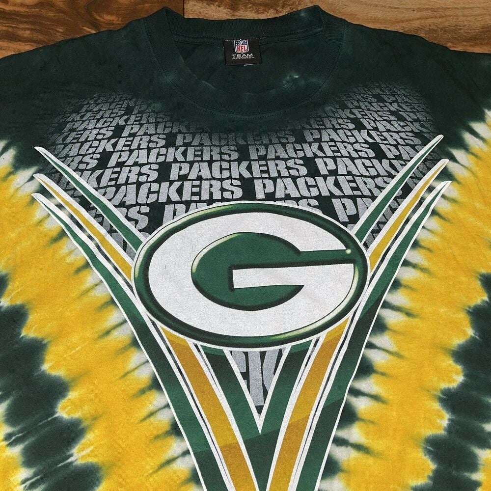 Green Bay Packers NFL Team Apparel Men's XL Tie Dye T-Shirt Yellow Green  White