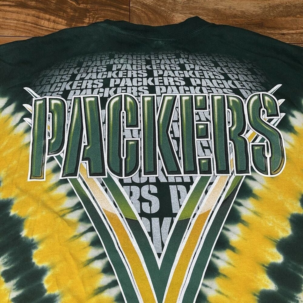 ShopExile Tie Dye Green Bay Packers Shirt 90s NFL Team Apparel Shirt Football Tshirt Vintage 1990s Streetwear Wisconsin Sports 2XL XXL