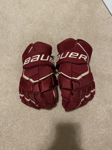LIGHTLY USED Bauer Supreme 2S Pro 14” Boston College Pro Stock Gloves