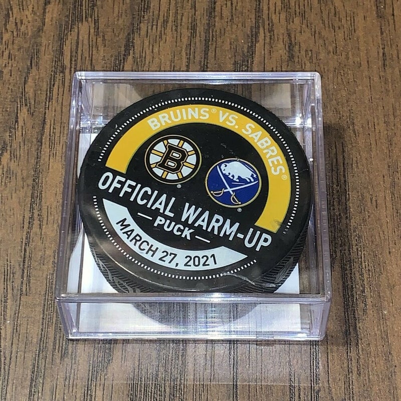 Boston Bruins vs Buffalo Sabres March 27, 2021 Warm-Up Game Used Puck