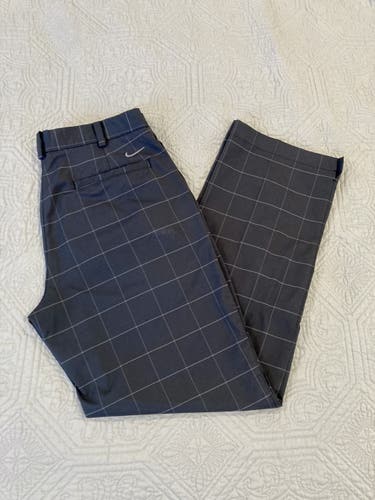 Nike Golf Men’s Tour Performance Dri Fit Pants Black Gridded Plaid Size 32 X 30
