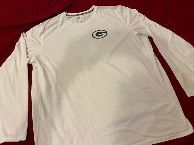 NFL Green Bay Packers Team Issued Nike Long Sleeve 3XL White Shirt - NEW
