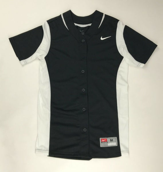 Nike Vapor Full-Button Softball Jersey Women's Small Black 630600 White  Shirt