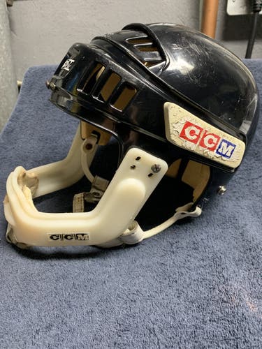 VINTage PROSTOCK NHL BLACK HT3 HT2 CCM HOCKEY HELMET WITH RARE JAW GUARD