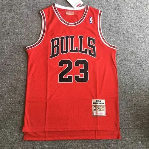 Michael Jordan Bulls Red Jersey Adult Men's New Large Mitchell & Ness