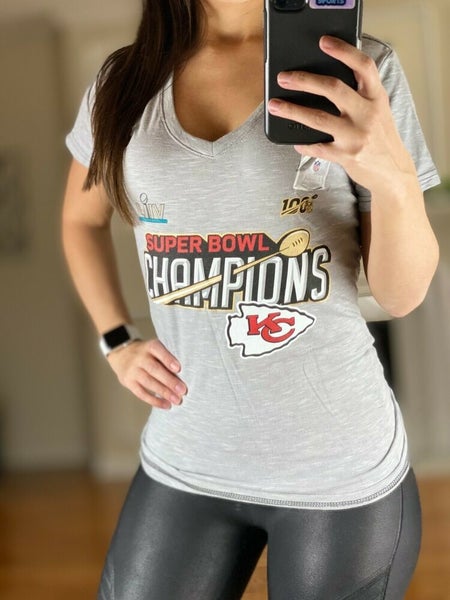 Womens Chiefs TRAVIS KELCE V-Neck PLUS SIZE Super Bowl LIV CHAMPIONS Shirt  NWT