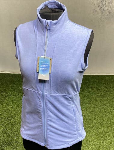 PUMA Women's Golf Cloudspun Daybreak Vest Serenity Blue Small S New #43235