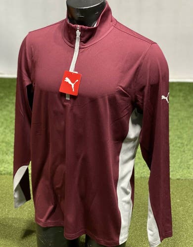PUMA Golf Gamer 1/4 Zip Pullover Zinfandel Red/Grey Men's Medium M New #43235