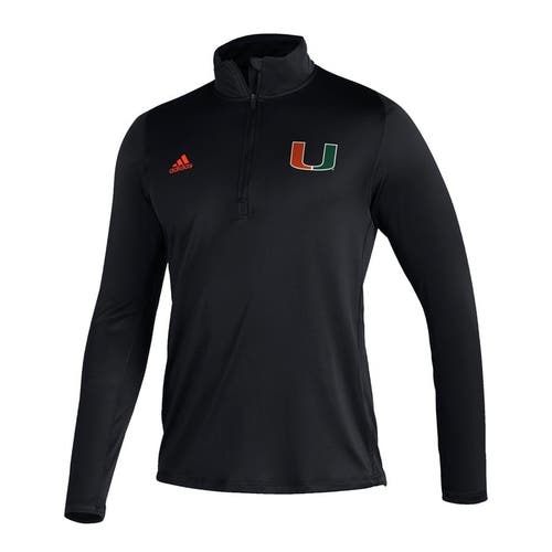 Miami Hurricanes Adidas Aeroready Quarter Zip Knit Black Jacket Pullover GE2506