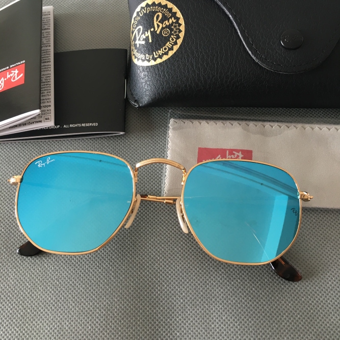 Ray-Ban 3548N Hexagonal Blue Sunglasses Unisex New Adult One Size Fits All