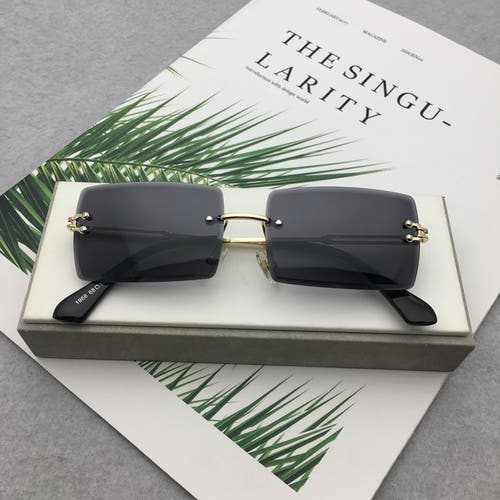 Punk Gold Frame Black Square Lens Sunglasses Unisex New Adult One Size Fits All