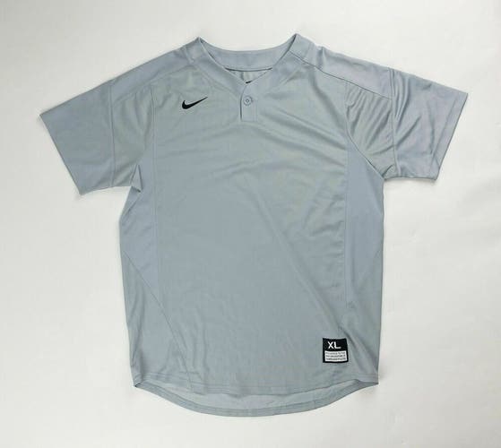 Nike Laser Baseball Henley One Button Shirt Boy's Medium Gray 818543 Dri-Fit