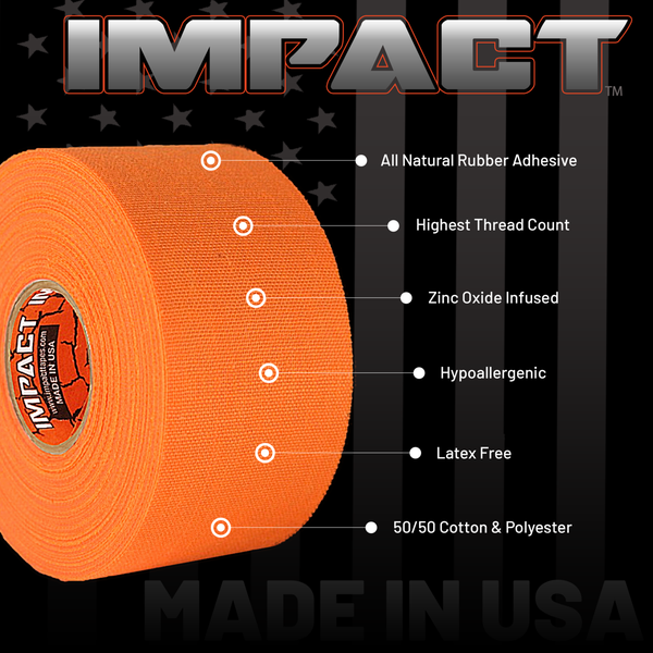 IMPACT Athletic Tape - Hockey Tape - 1" x 25 yards 50/50 Poly/Cotton - Hypoallergenic (3 ROLLS)