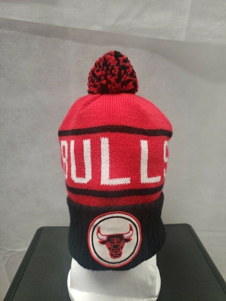 Chicago Bulls NBA Cuffed Knit Pom Winter Beanie Hat, Red + Black Mitchell &  Ness