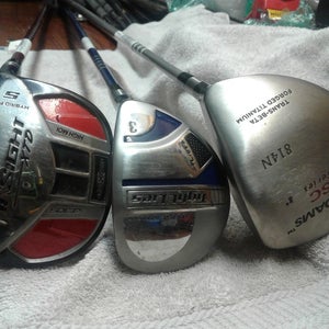 Used Adams Sc Series 8 Degree Graphite Stiff Flex Driver with Tight Lies 3W and Insight XTD 5 Wood.