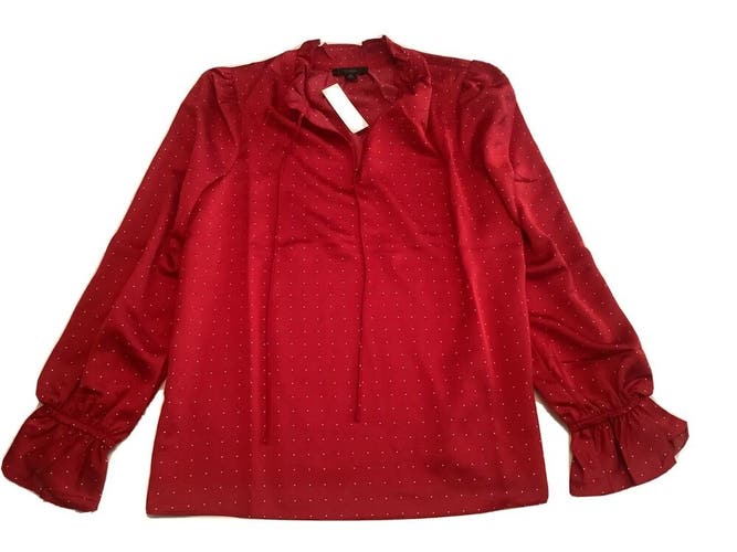 J Crew Red Polka Dot Blouse ladies Size XS New w tags  Polyester Box E