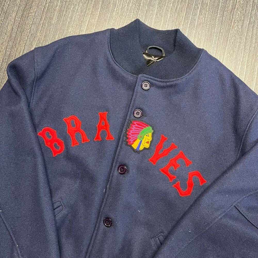 Atlanta Braves Jacket Mens XL Blue Mitchell Ness Vintage 80s MLB Satin Rare  NWT