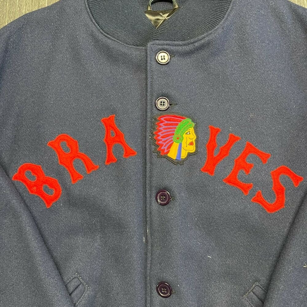 Atlanta Braves Jacket Mens XL Blue Mitchell Ness Vintage 80s MLB Satin Rare  NWT