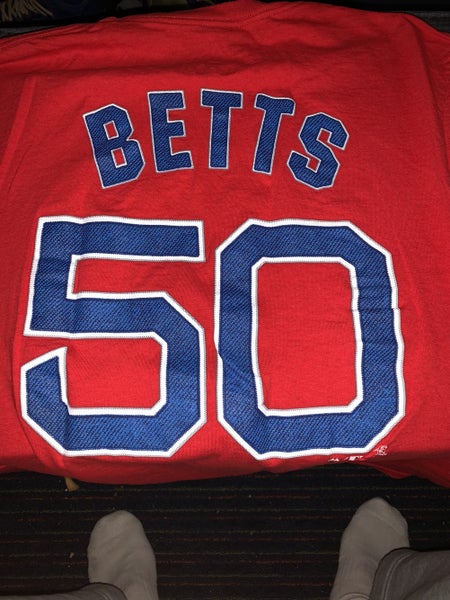 Mookie Betts #50 MLB Majestic Gray Boston Red Sox Player Name