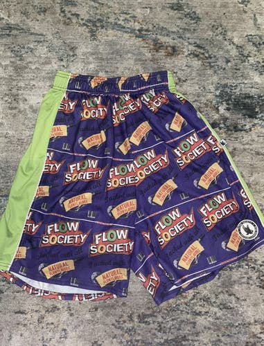 flow society Medium lacrosse shorts mens medium Purple Fruit Loops Design
