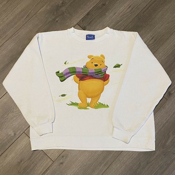 Pooh Bear Sweater Women Small Adult White Disney Cartoon Pullover 90s  Cartoon | SidelineSwap