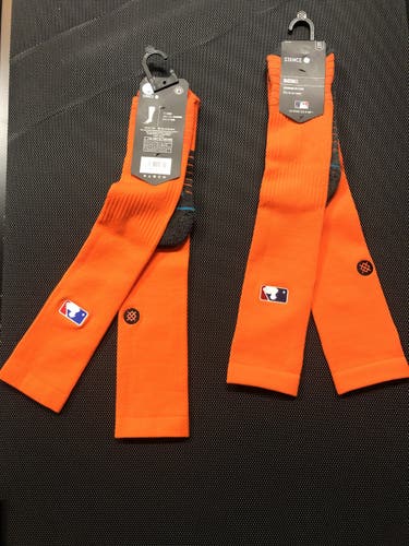 STANCE MLB OTC Baseball Socks Orange (XL 13-16) 2 pairs together