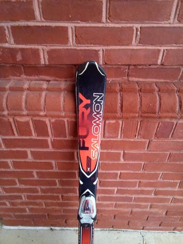 Used Salomon Fury Jr 120 Cm Boys Downhill Ski Combo