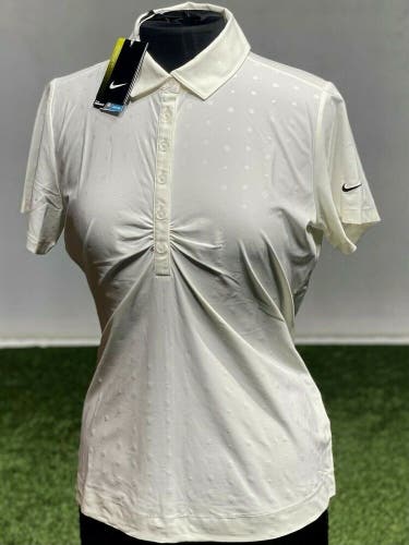 Nike Women's Emboss Dot Golf Polo Shirt Top 508287 White Choose Size S, M , L